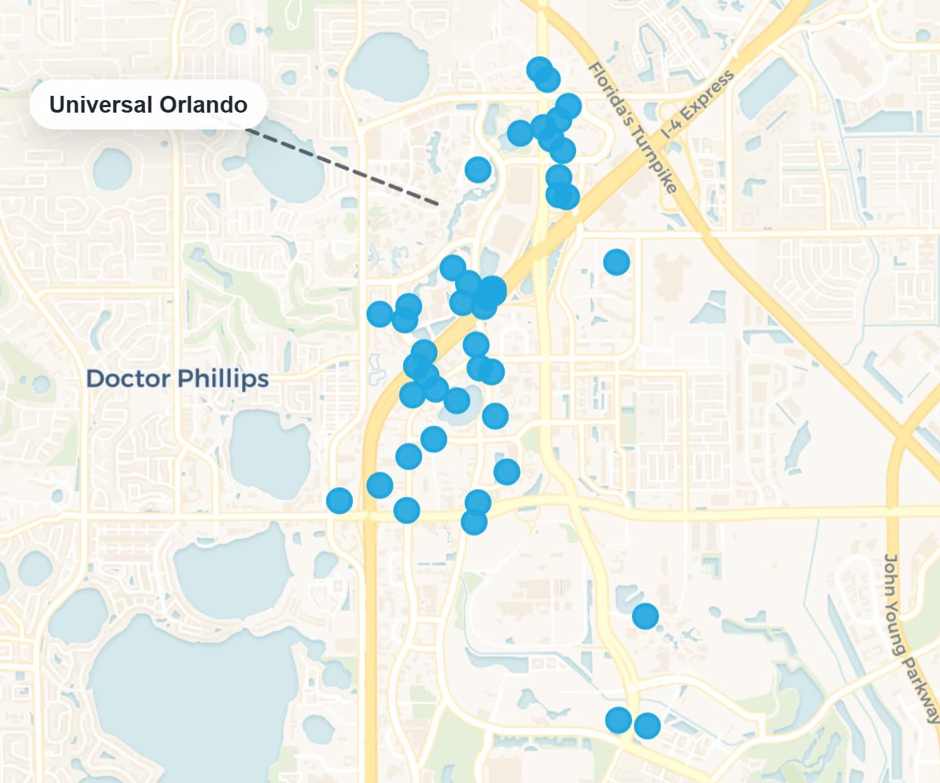 Universal Orlando corridor coverage map